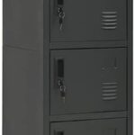 Locker metálico de color negro con 6 compartimentos